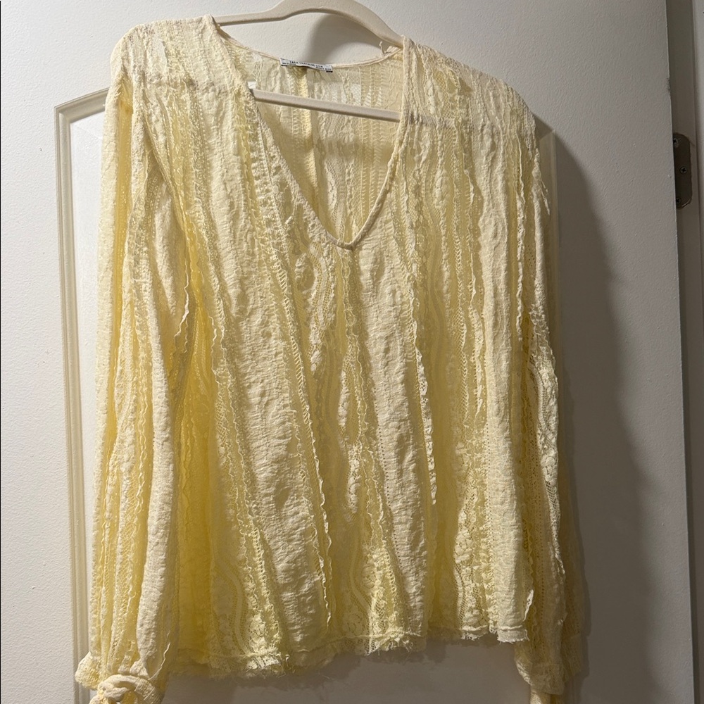 Zara ivory cream Lace Blouse